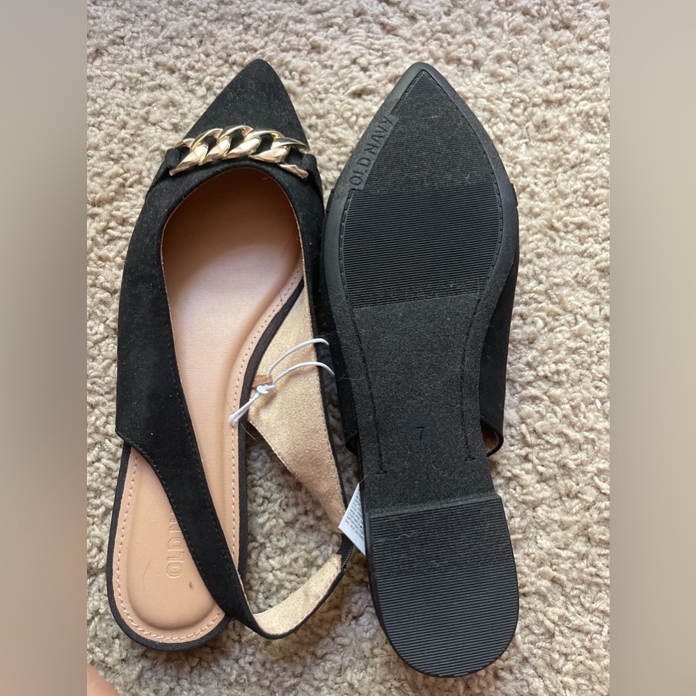 Old Navy Sling Back Flats With Gold Detailing (Never Been Worn)